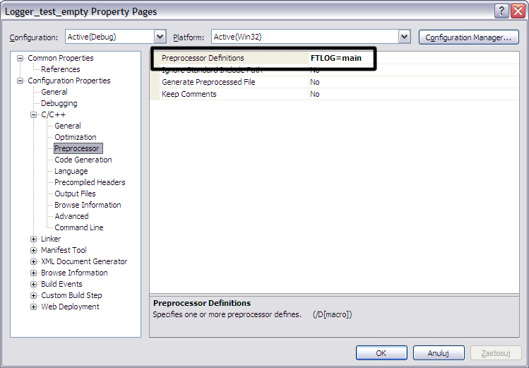 Preprocessor properties